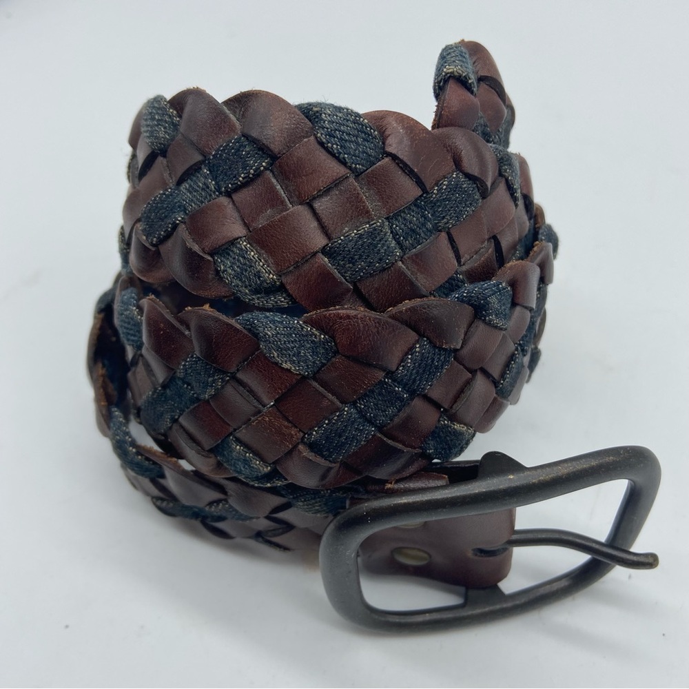 Gap Braided Leather Belt Chestnut Brown‎ Denim Small